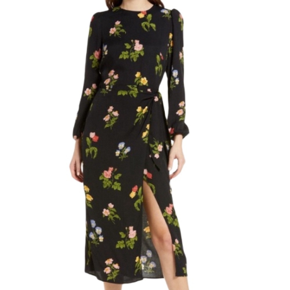 NWT Reformation Reza Night Bloom Floral Print Long Sleeve Midi Dress - Sz 8